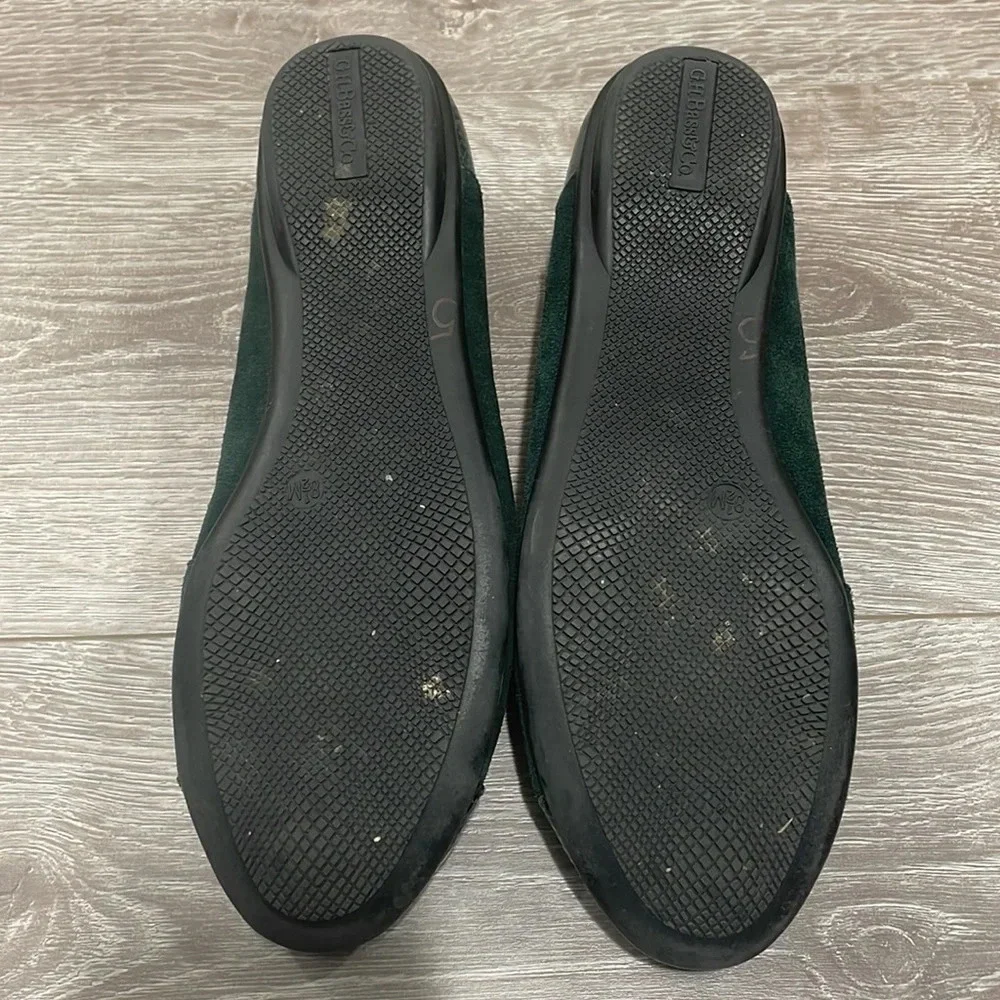 G.H. BASS & CO Cara Green Leather Suede Reptile Ballet Flat 8.5